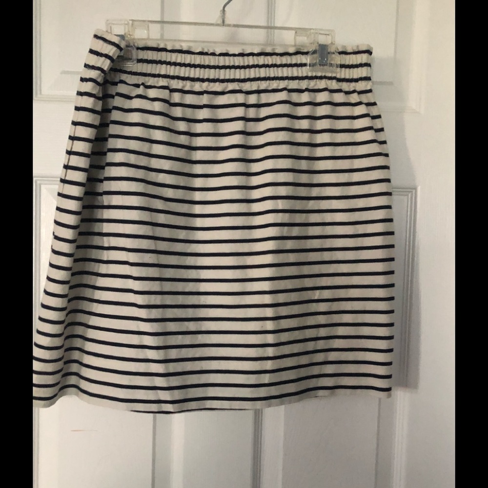 J. Crew Factory Navy striped linen Sidewalk skirt